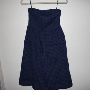 Old Navy Strapless Textured Blue Dress